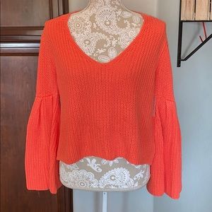 Free People coral Damsel V-Neck Sweater